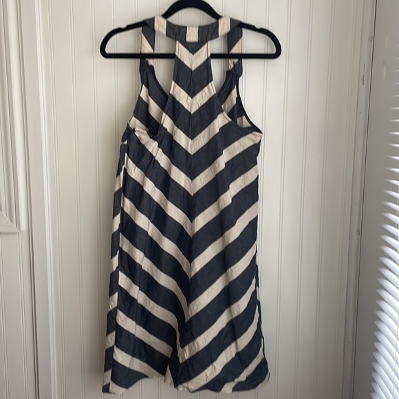 Anthropologie Postmark Chevron Endpoint Dress Halter Jumper Linen Cotton Size 6 - Picture 8 of 15